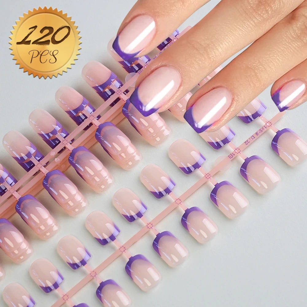 100pcs Light Pink Press-On Nails | Short & Medium Square | 10 Sizes Full Cover Nail Tips