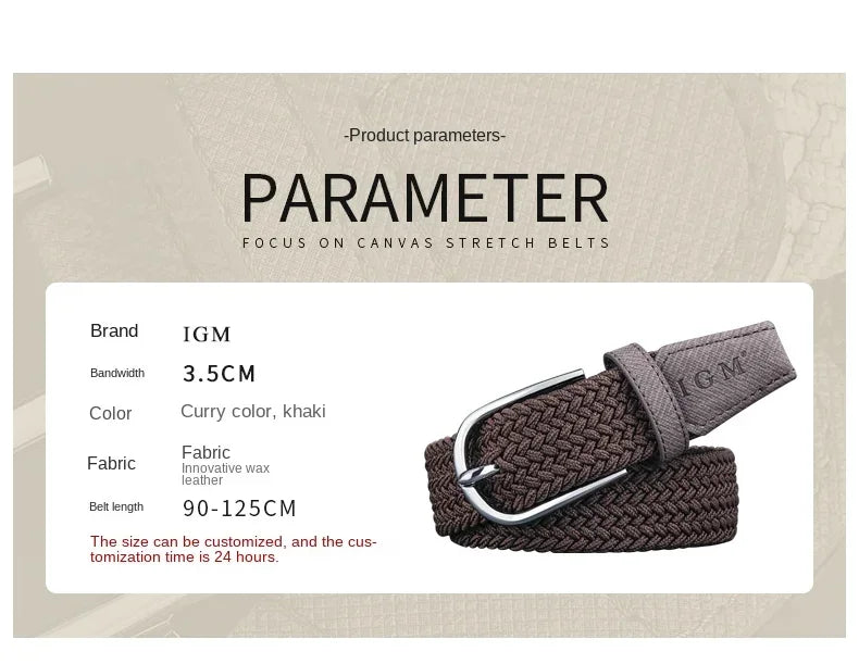 Belt for Men Golf Belt Summer Woven Leather Casual Sports Elastic Adjustable Waistband