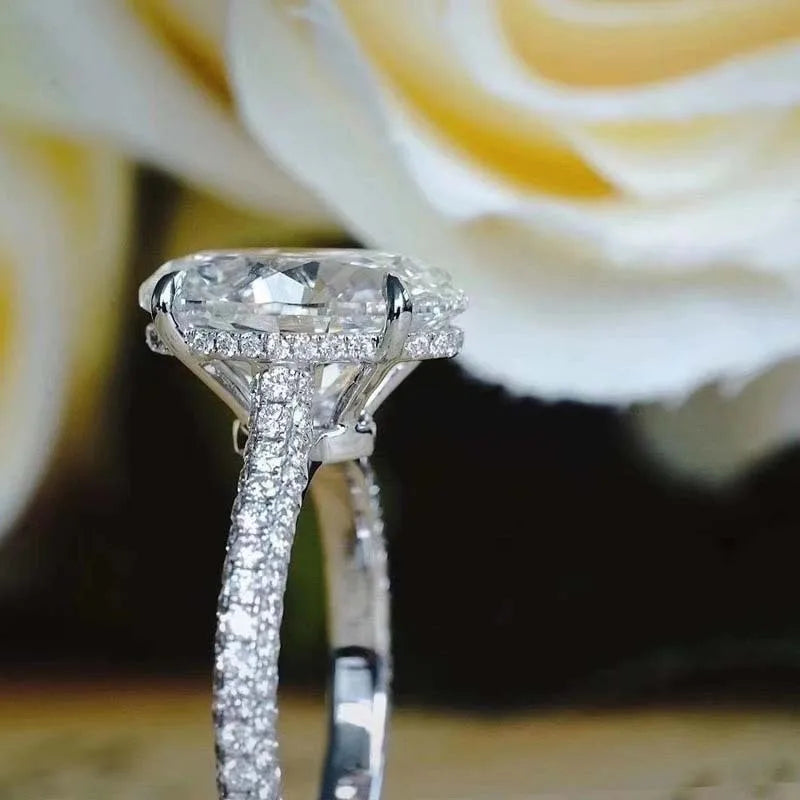 925 Sterling Silver Oval 4ct Lab Diamond Engagement Ring – Bridal Jewelry