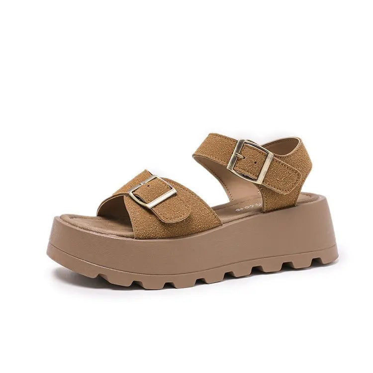 Summer Chunky Sandals 5cm High Heels Platform Women's Wedge Heels Slides Casual Woman Beach Thick Bottom Sandals Women 320