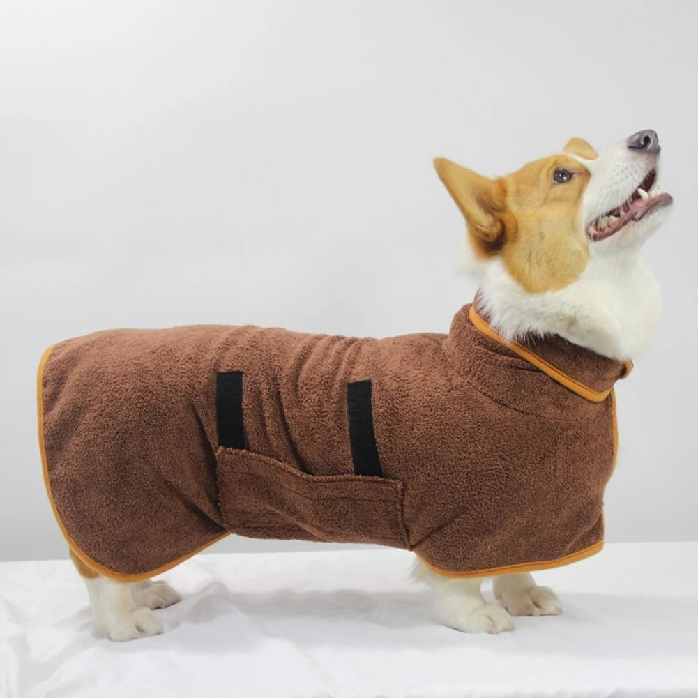 Dog Bathrobe Towel Pet Drying Coat Clothes Adjustable Pet Towel For Large Medium Small Dogs Cat Microfiber Absorbent Beach Towel