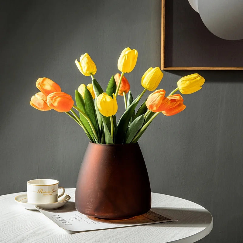 Nordic Light Luxury Home Decor Frosted Glass Vase