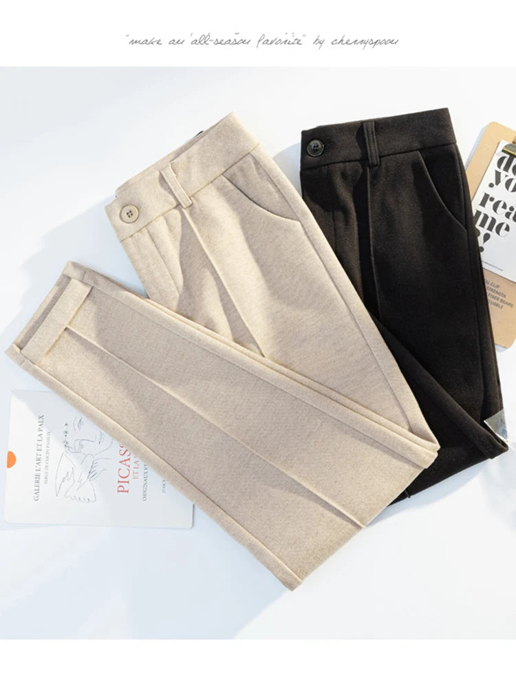Woolen Pants Women's Harem Pencil Pants High Waist Casual Suit Pants Office Lady Women Trousers Hot Sale