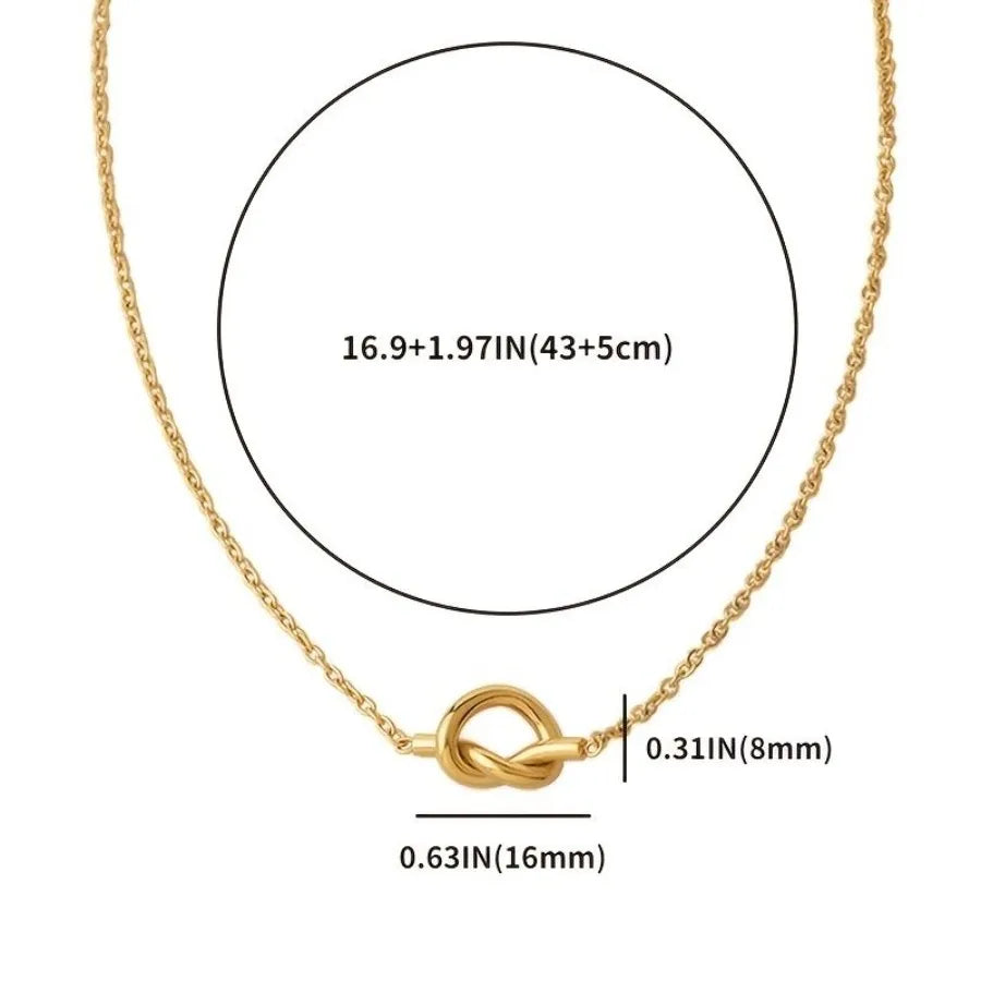 Stainless Steel Knot Women's Necklace Stylish Design 14K Gold Plated Jewelry