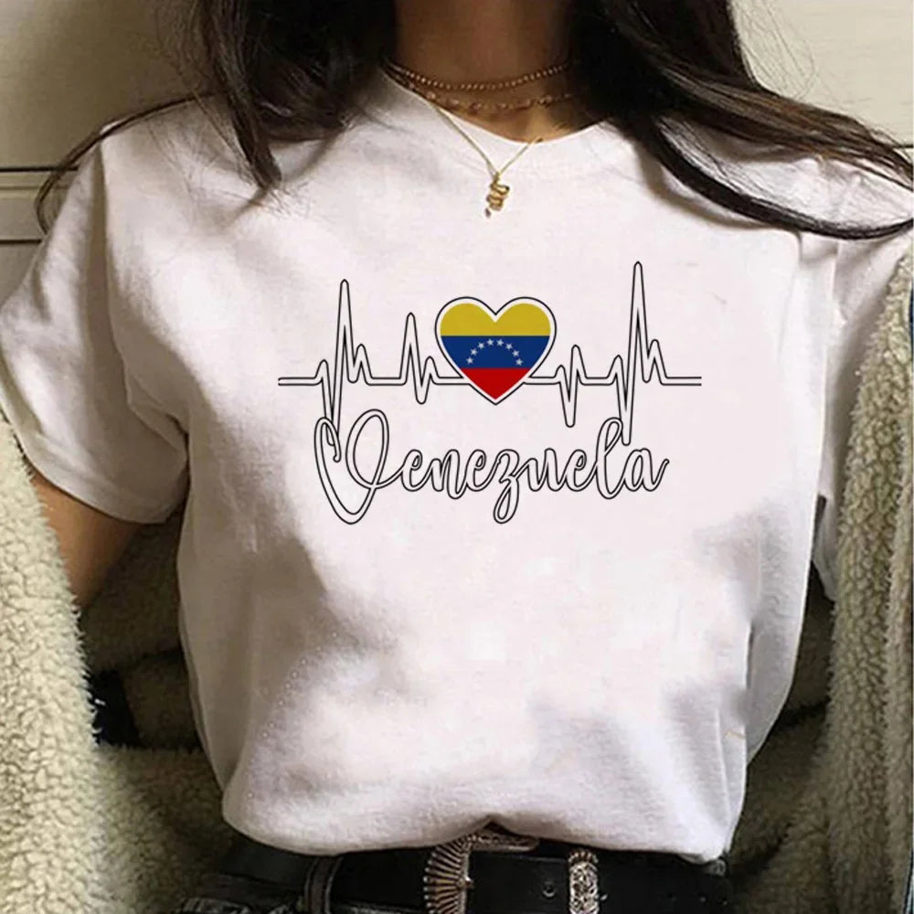 Venezuela T Shirt Women Harajuku Comic Designer Tshirt Female Anime Manga Designer Clothing Women Clothing