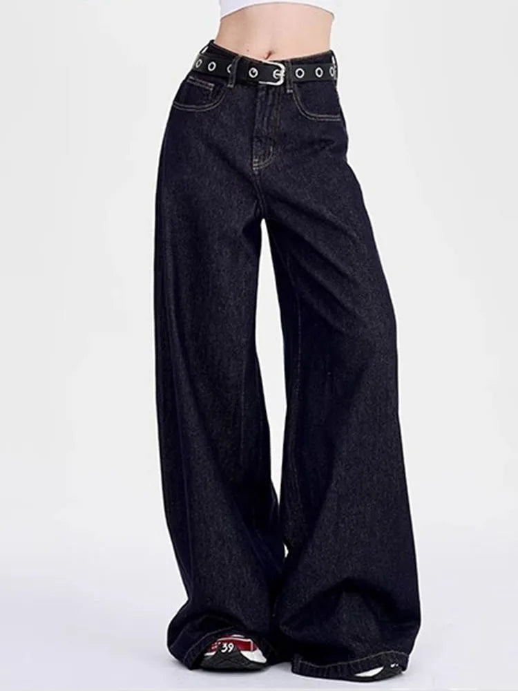 Korean Fashion Baggy Wide Leg Jeans Women Vintage High Waist Loose Straight Denim Pants Casual Classic Solid Streetwear Vaqueros