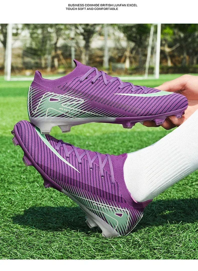 New Men Outdoor Football Boots Soccer Shoes Cleats Match Training TF/FG Grass Ankle Long Spikes Sport Hot-selling High-quality