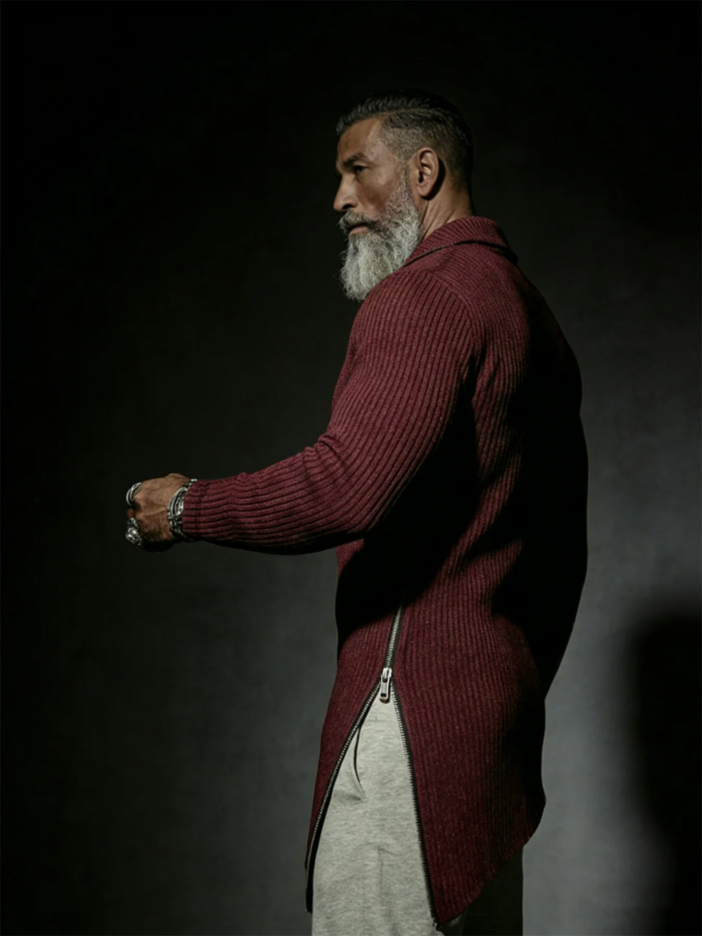 Autumn, men's quarter-zip T-shirt, slim-fit sweater, stand-collar sweater, casual long-sleeve T-shirt, warm base layer top