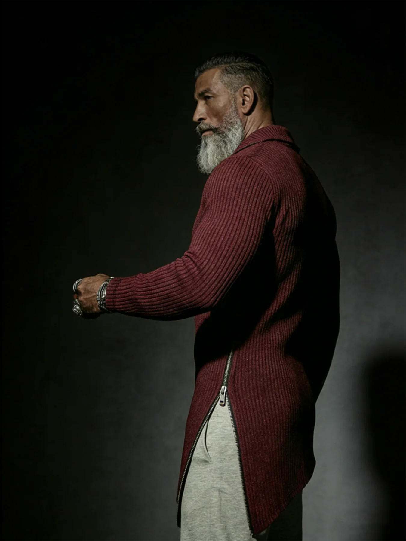 Autumn, men's quarter-zip T-shirt, slim-fit sweater, stand-collar sweater, casual long-sleeve T-shirt, warm base layer top