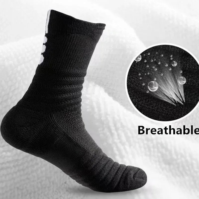 3 Pairs Breathable Mesh Athletic Terry Socks Cushioned Moisture-managing and Durable Reduces Foot for Running Hiking & Sports