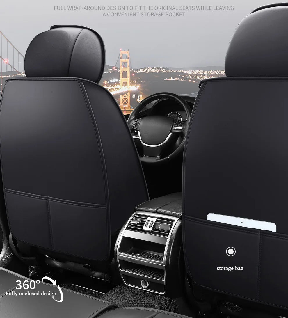 Car Seat Cover Premium Waterproof Faux Leather Cushion Universal Accessories Fit SUV Truck Sedan Automotive Vehicle