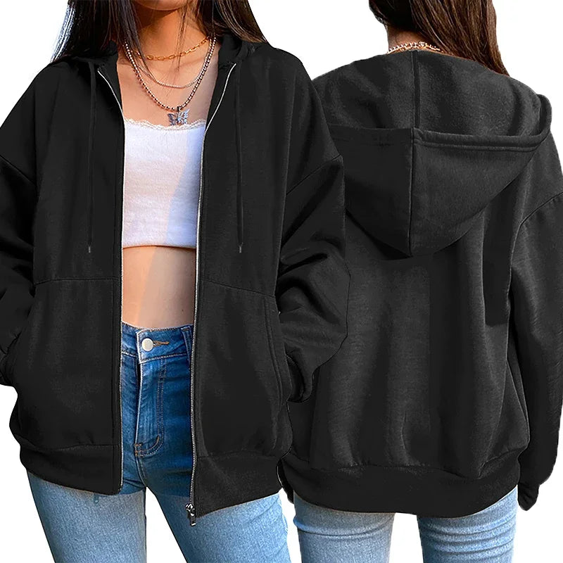 Paris Letter Printing Womens Jacket Coat Hot Sales Fashion Loose Zipper Tops Sports Hoodie Casual Woman Clothing European Style