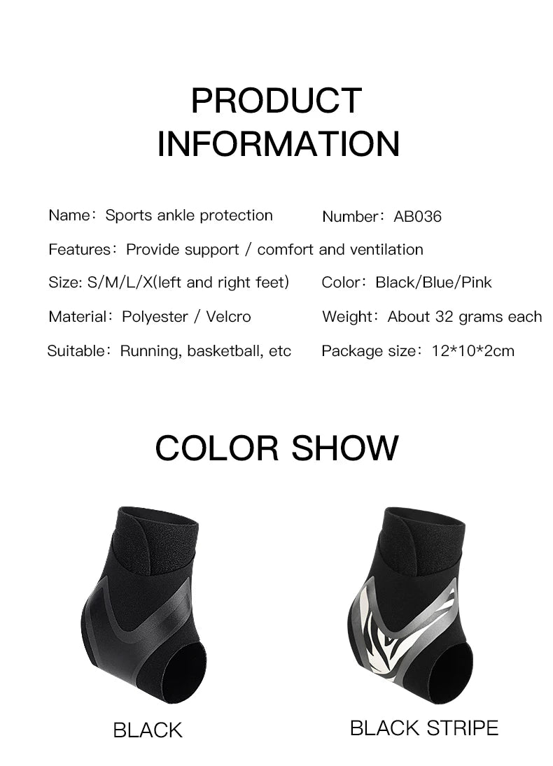 2PC Adjustable Ankle Support Pad Ankle Sleeve Pressure Anti-Spinning Elastic Breathable Support Fitness Sports Safety Prevention