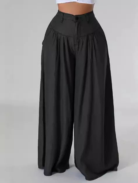 Wide-leg Pants Ladies Loose Plus Size High Waist Long Trousers