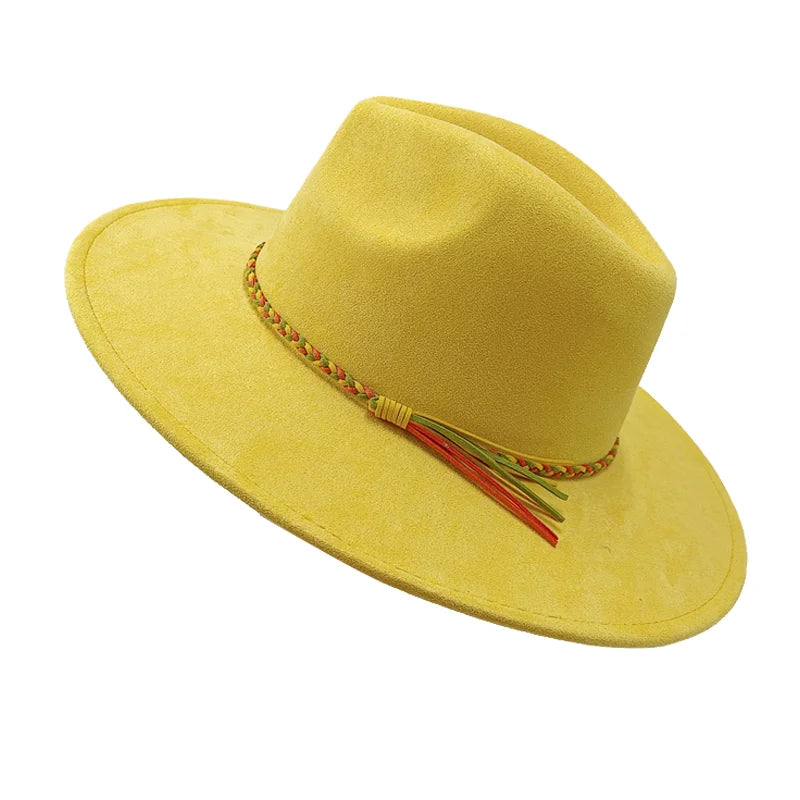 Gorras Para Hombres Three styles Suede Hat Water drop hat 9.5cm Wide Brim Fedora Hat Women's Autumn and Winter Felt Jazz Hat