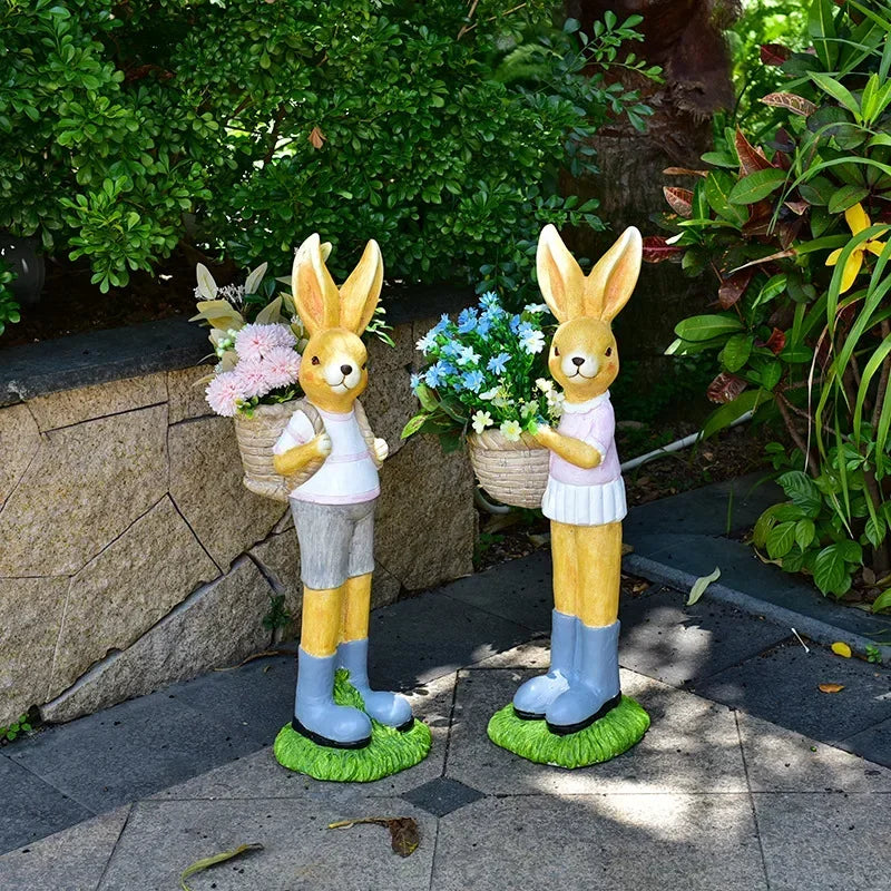 Cartoon Rabbit Flower Pot Creative Animal Sculpture Ornaments Garden Villa Landscape Bonsai Container Kindergarten Decorations