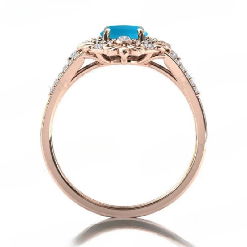 High end retro style zircon ring imported carved palace style ring holiday promotion jewelry banquet anniversary versatile