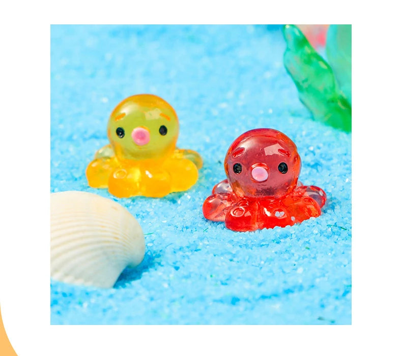 10 Pcs Glow-in-the-dark Cute Octopus Resin Desktop Decorations Ornaments