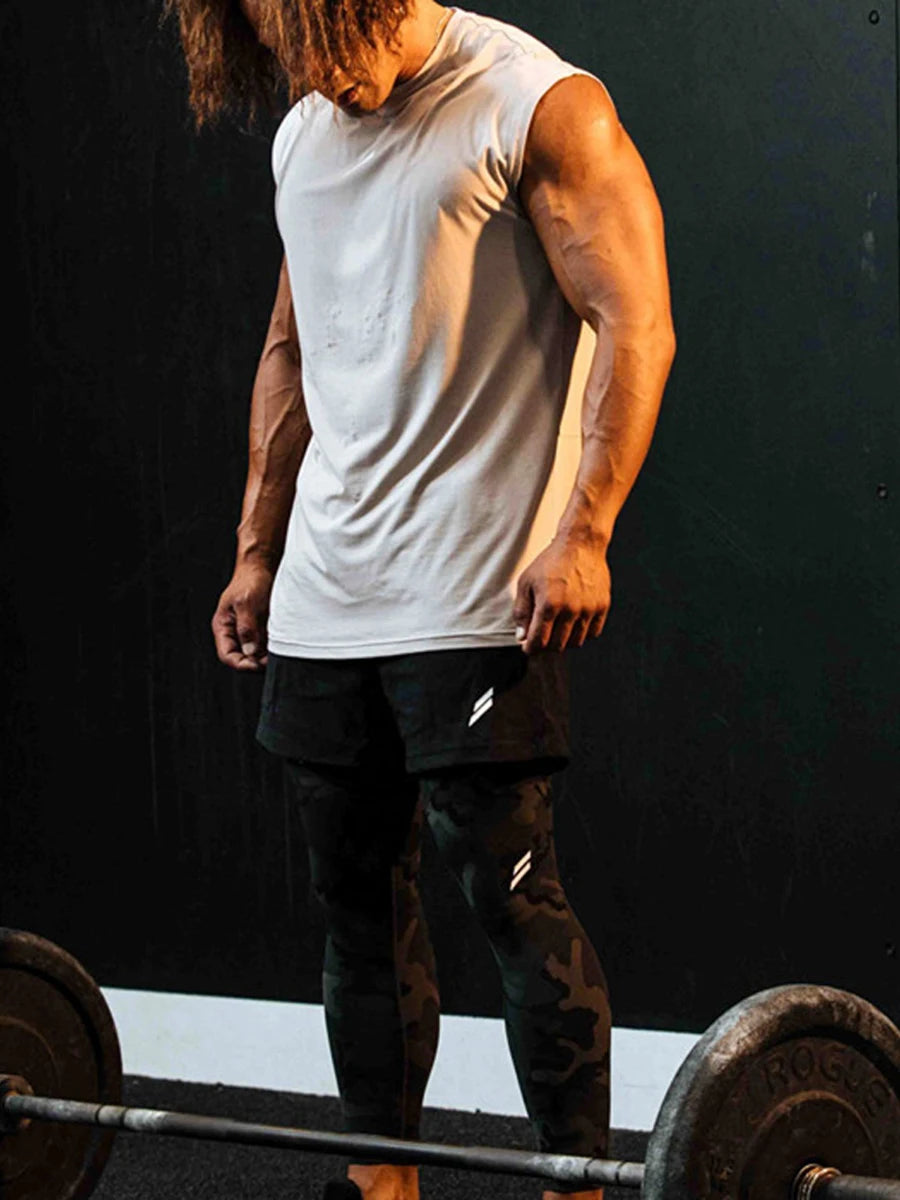 Men's Loose Tank Tops Casual Printed Sleeveless Muscle T-Shirt Workout Training Fitness Sleeveless Gym Tops Streetwear