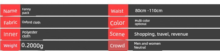 Unisex Waist Bag Multi-Functional Large Capacity Water Repellent Outdoor Sports Mobile Phone Wallet Oxford Cloth Cashier Bag