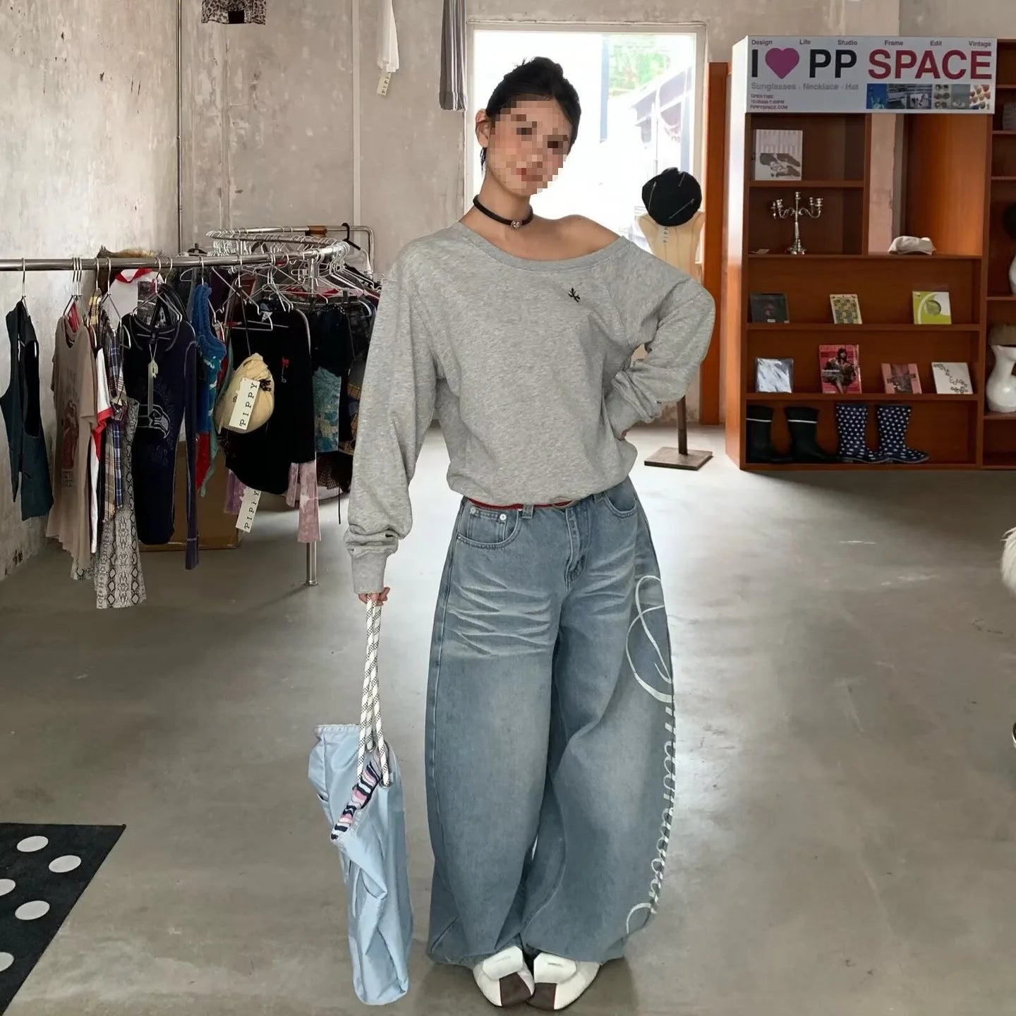 Vintage Wide Leg Denim Trousers Japanese