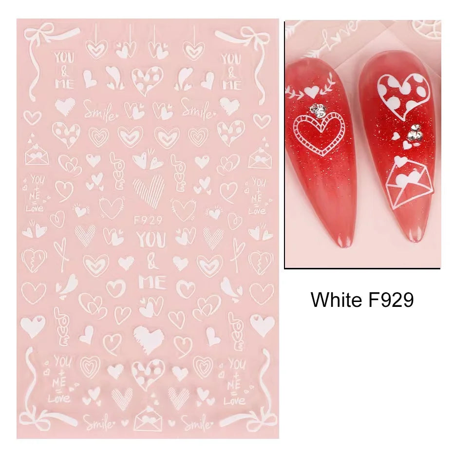 1PCS Valentine's Day Nail Stickers Cartoon Love Nail Supplies Nail Decals for Ladies Nail Art Decoration