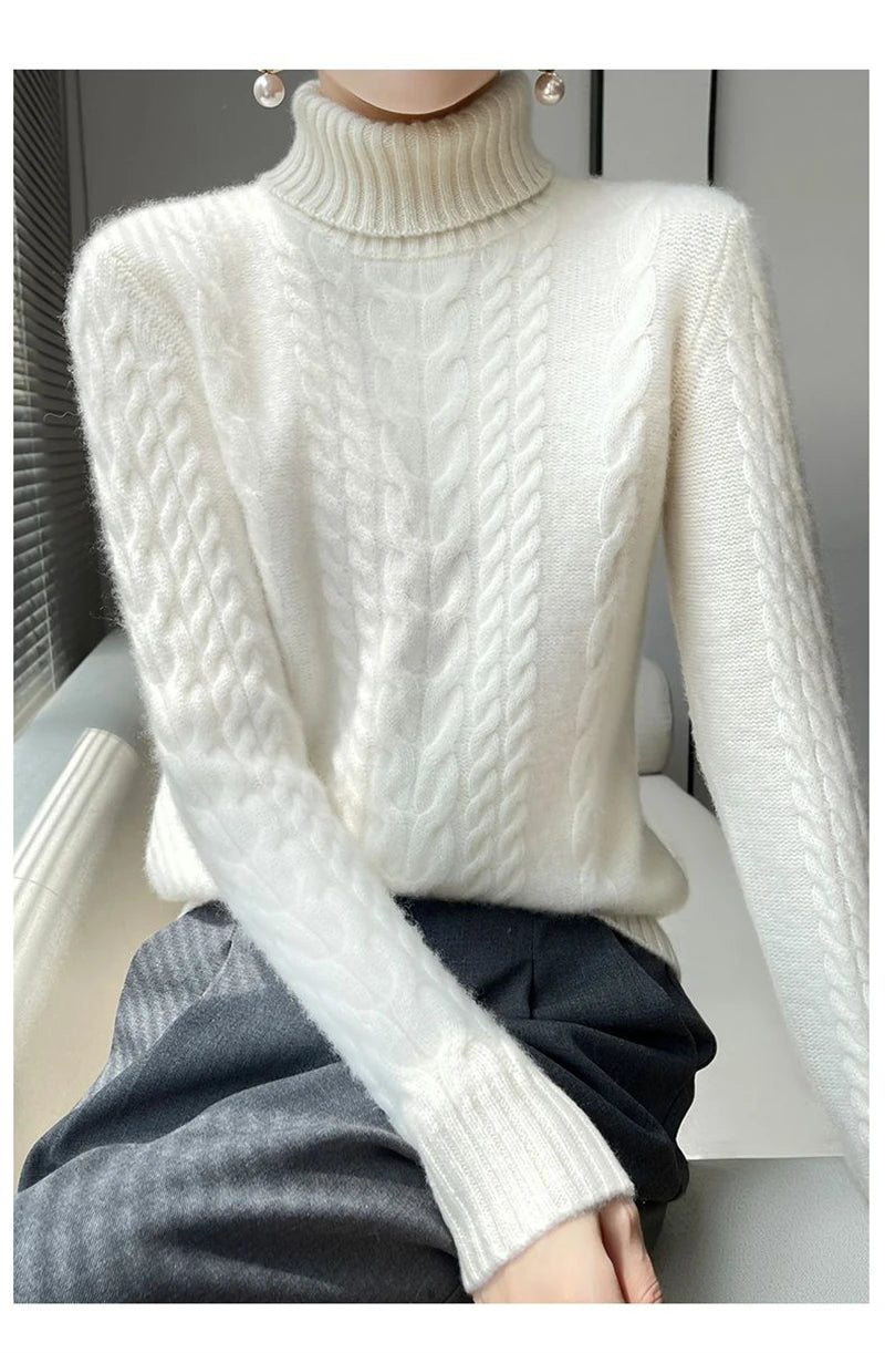 Street Turtleneck Sweater Women 2023 Autumn Winter Long Sleeve Cashmere Female Knitted Pullover Loose Lady Thicken Knitwear