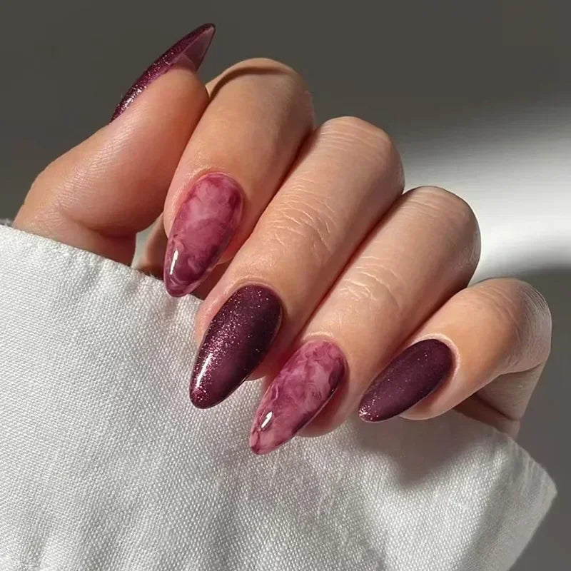 Autumn Matte Press-On Nails | 24pcs Rose Leaf Almond | Full Cover Acrylic Nail Tips with Glue