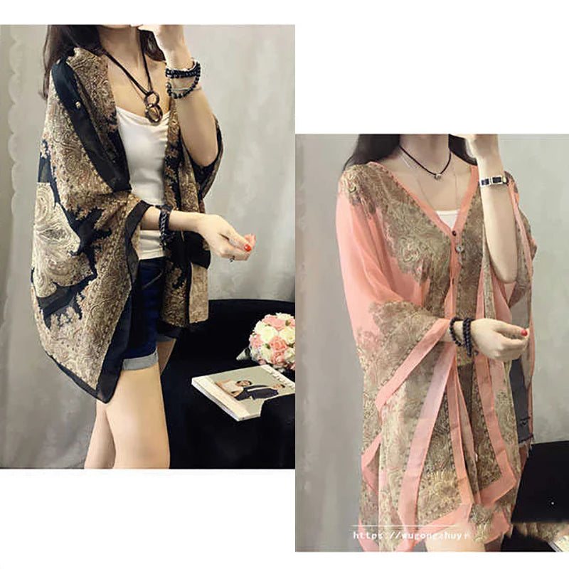 Fashion Woman Scarf Shawl Beach Cover-Ups Blouses Sun Protection Cardigan Summer Beach Holiday Cardigan Women Long Blouses Tops