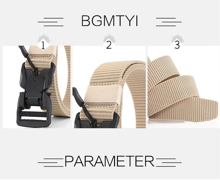 Man Belt Nylon Webbing  Working belt Casual belt men Magnetic Canvas Buckle Fabric Waist Belt Men's trousers Waistband HB050 ﻿