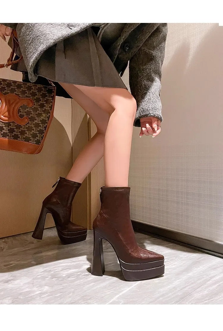 Super High Heels Women Ankle Boots Pointed Toe Fashion Shoes Dress Designer Woman Boots 2025 Winter Sexy Chelsea Botas De Mujer