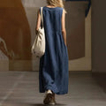 Draped Long Dresses For Women Retro Sleeveless Maxi Dress Woman Summer Holiday Womens Dresses Street Female Dress Robes