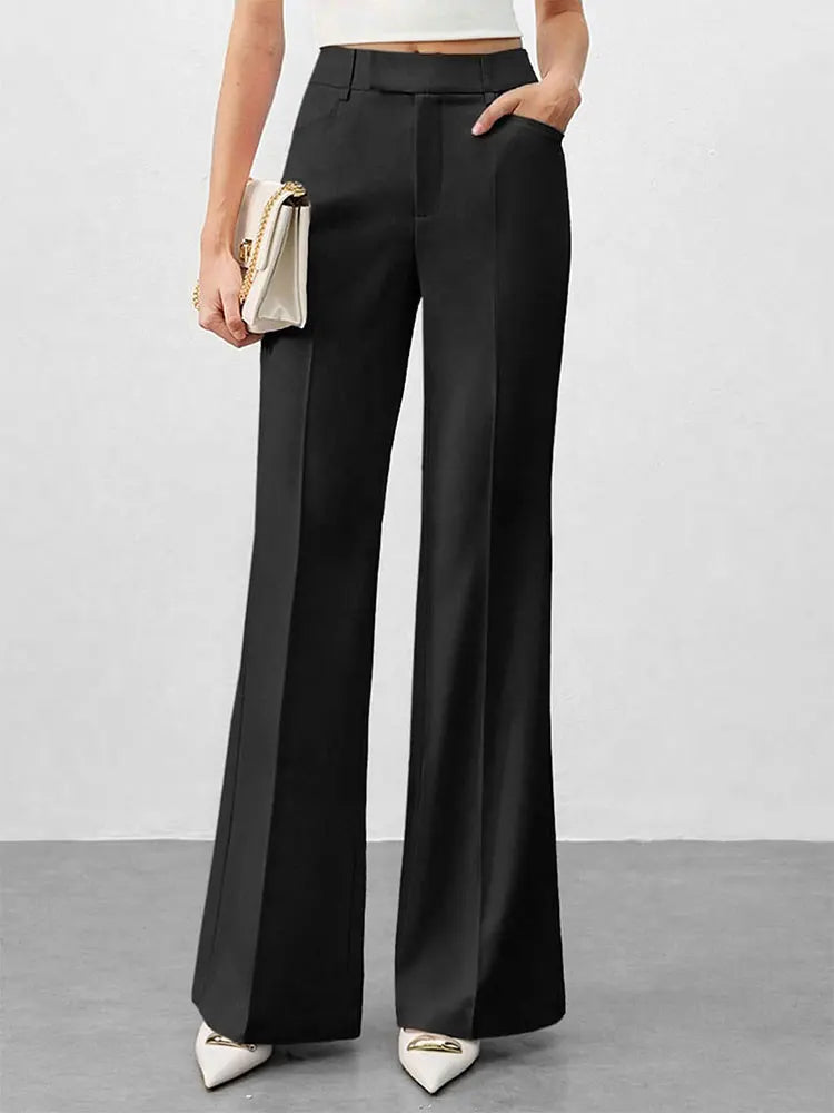 Women Suit Pants Autumn New Streetwear Fashion Casual Slim Pockets Zippers Trousers Solid Elegant Lady Versatile Pants Clothing