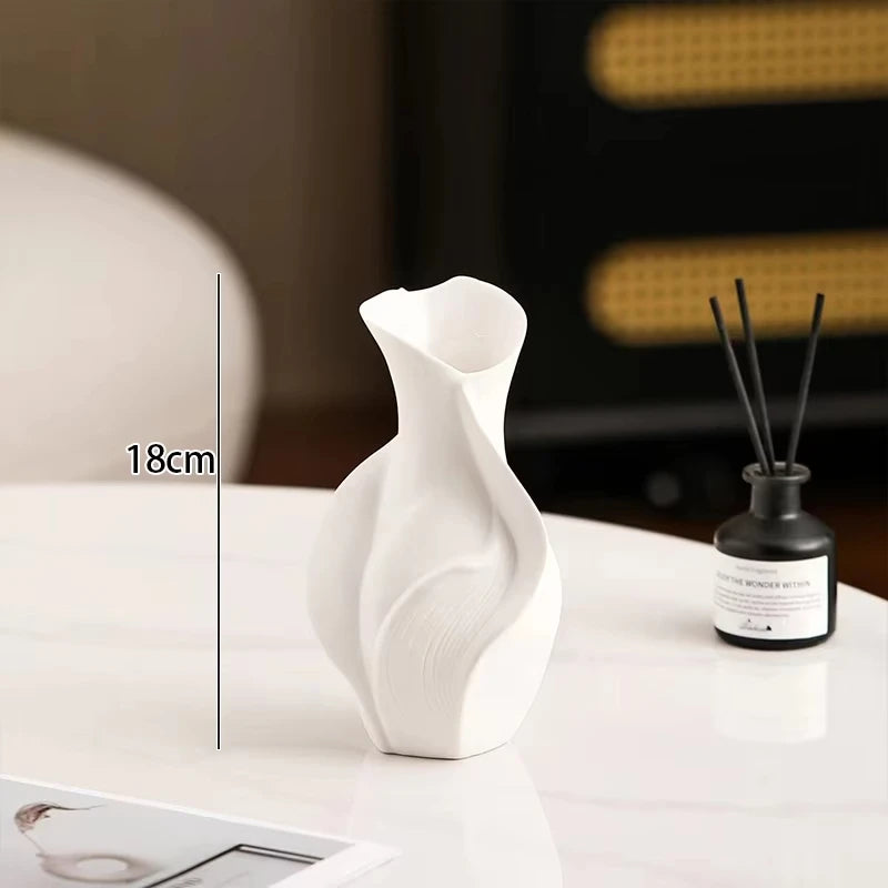 Nordic Ceramic Vase Abstract Grass Dried Real Flower