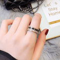 1 Piece of Niche Luxury Roman Numeral Double-Ring Titanium Steel Ring with Micro-Inlaid Zircon for Women, Suitable for Commuting and Street Style, Valentine's Day Gift