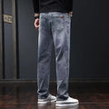 Men Fashion Loose Straight Elasticity Jeans Male Wear-resistant Slim Fit Denim Pants Smart Casual Dark Gray Trousers
