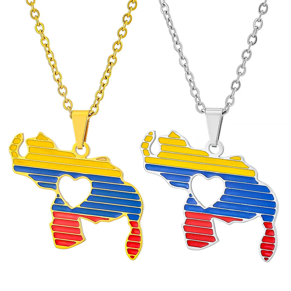 New Venezuela Map Heart Map Design Charm Pendant Necklace For Women Men Venezuelan Fine Charm Clavicle Chain Jewelry Accessories