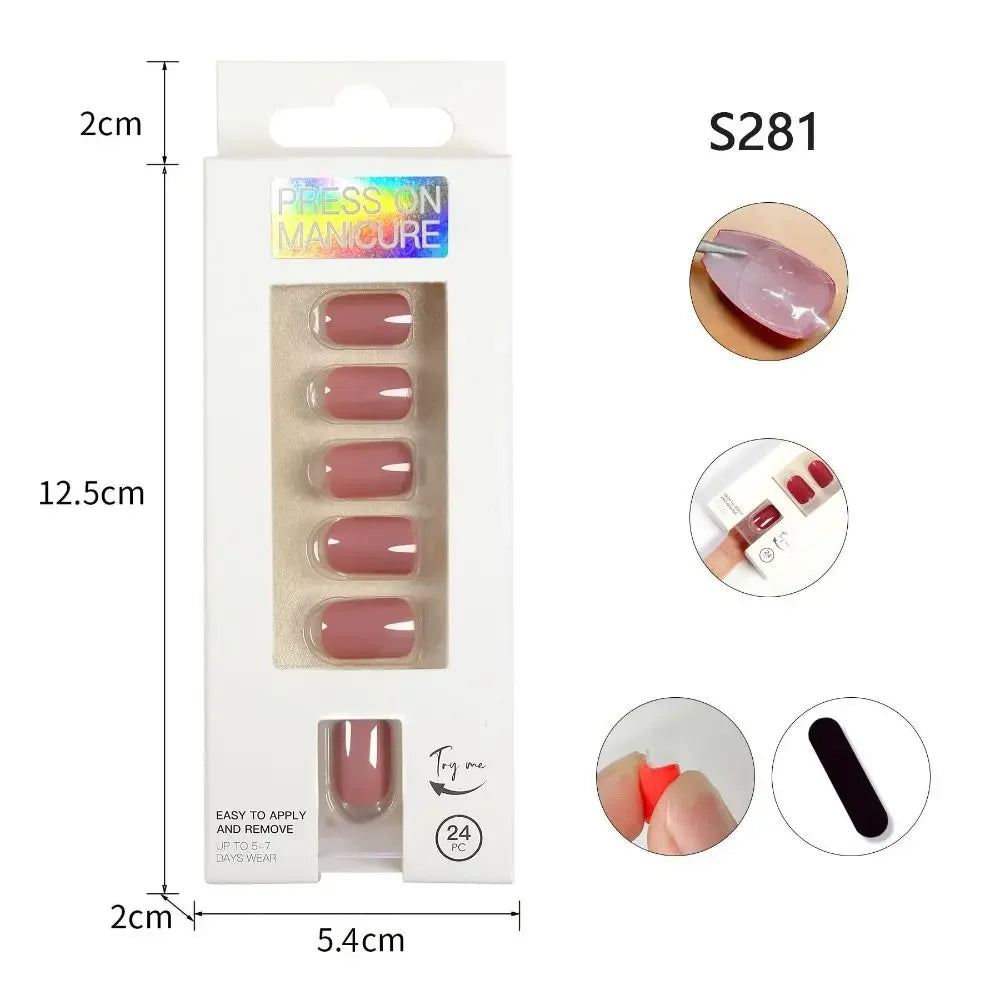 Nails Art Fake Nail Tips False Press on Coffin with Glue Stick Designs Clear Display Short Set Full Cover Artificial Square Kiss