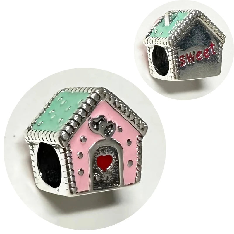 925 Sterling Silver House Star Moon Colorful Heart Pendans Beads Diy Fit Original Pendant Charm Bracelet Necklace Women Jewelry