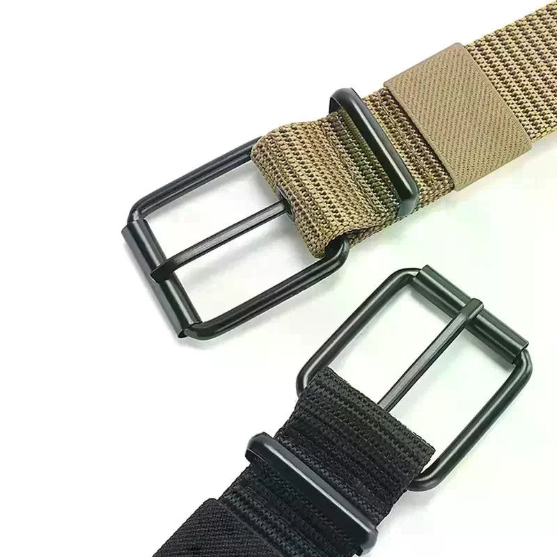 Men's Belt Porous Canvas Pin Buckle Leather Belt Outdoor Sports Belt Women's Trendy Eyelet Belt With Jeans Belt For Men Women