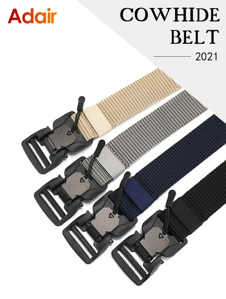 Man Belt Nylon Webbing  Working belt Casual belt men Magnetic Canvas Buckle Fabric Waist Belt Men's trousers Waistband HB050 ﻿