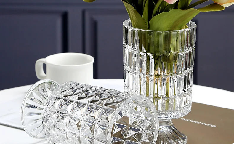 Embossed Vase Glass Crystal Net Red French High-quality