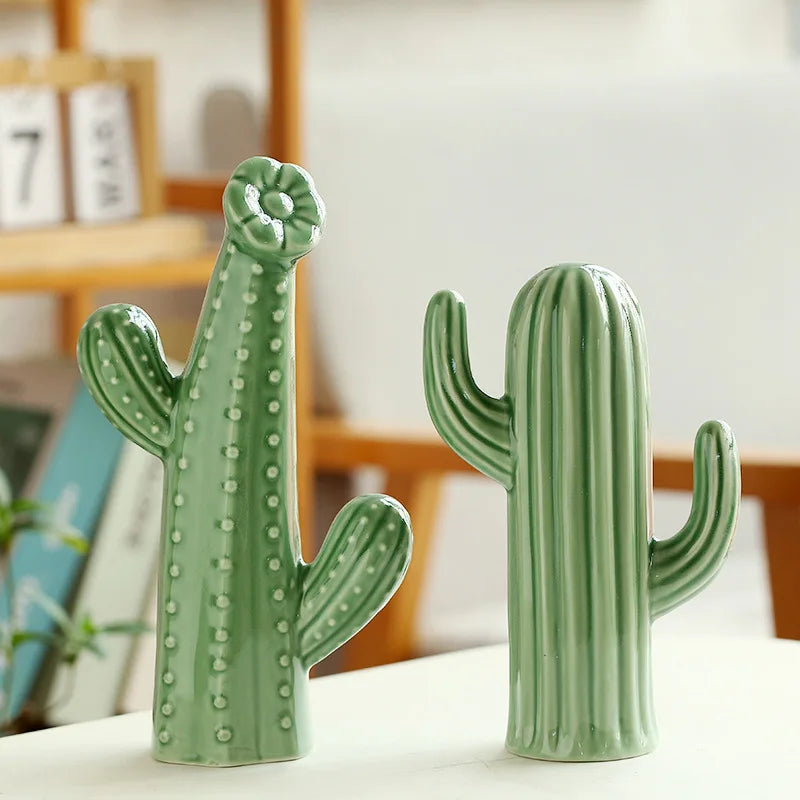 Minimalist Ceramic Cactus Ornament Creative Home Craft Decor for Living Room Entrance Desktop Business Gift