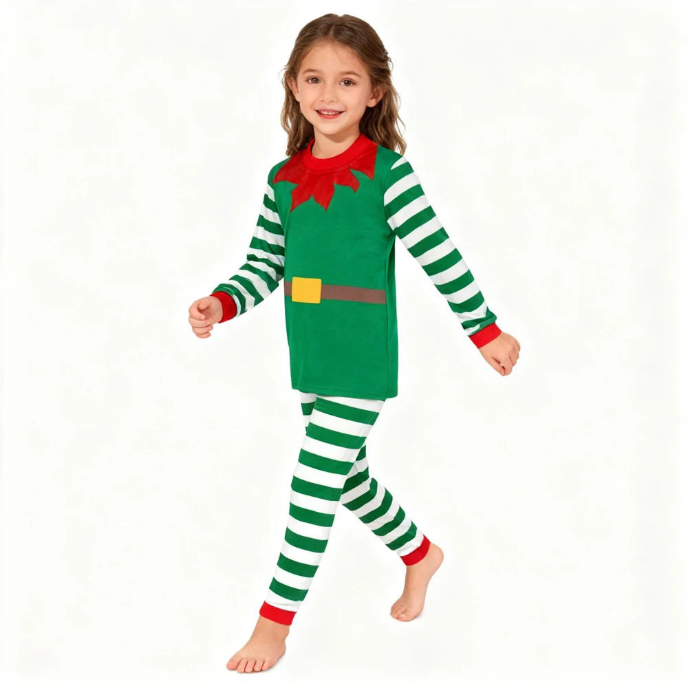 Children's Christmas Long Sleeve Pajama Sets Kids Elf and Santa Claus Sleepwear Boys Pijamas Baby Girls Pjs for Festive Xmas