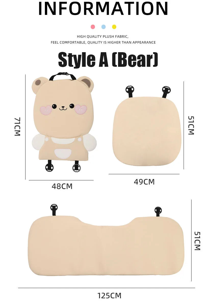 Cute Cartoon Animal Car Seat Covers Cushion Breathable Ice Silk Universal For Women Ladies Gifts Auto Interior Decor Accessories