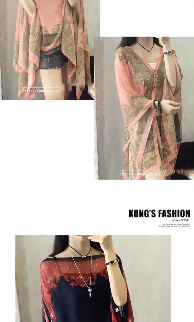 Fashion Woman Scarf Shawl Beach Cover-Ups Blouses Sun Protection Cardigan Summer Beach Holiday Cardigan Women Long Blouses Tops