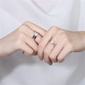 2Pcs/set Silver Plated Crown Square Couple Rings For Women Men Punk Forever Endless Love Wedding Ring Valentine's Day Jewelry