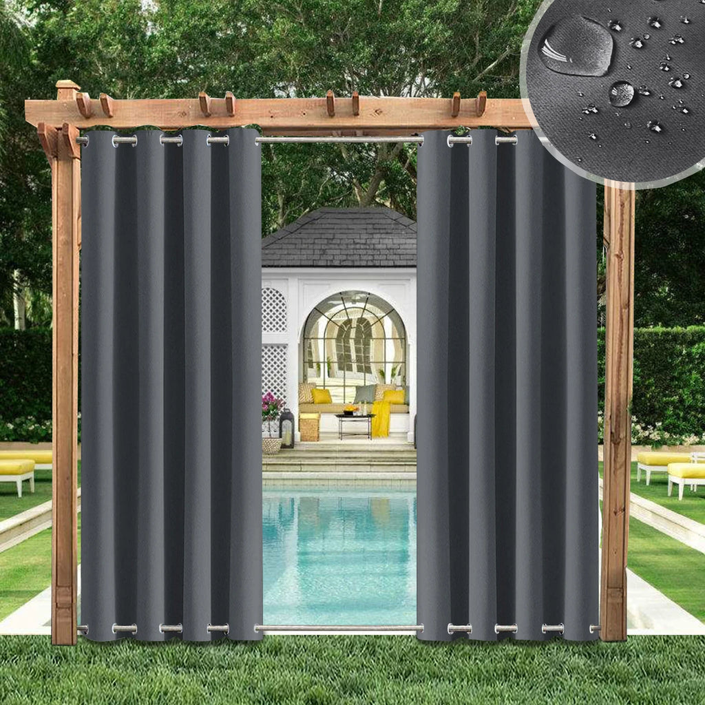 Patio Outdoor Curtain Waterproof Thermal Insulated Double Grommets Sun Block Windproof Window Curtains For Garden Drapes Porch