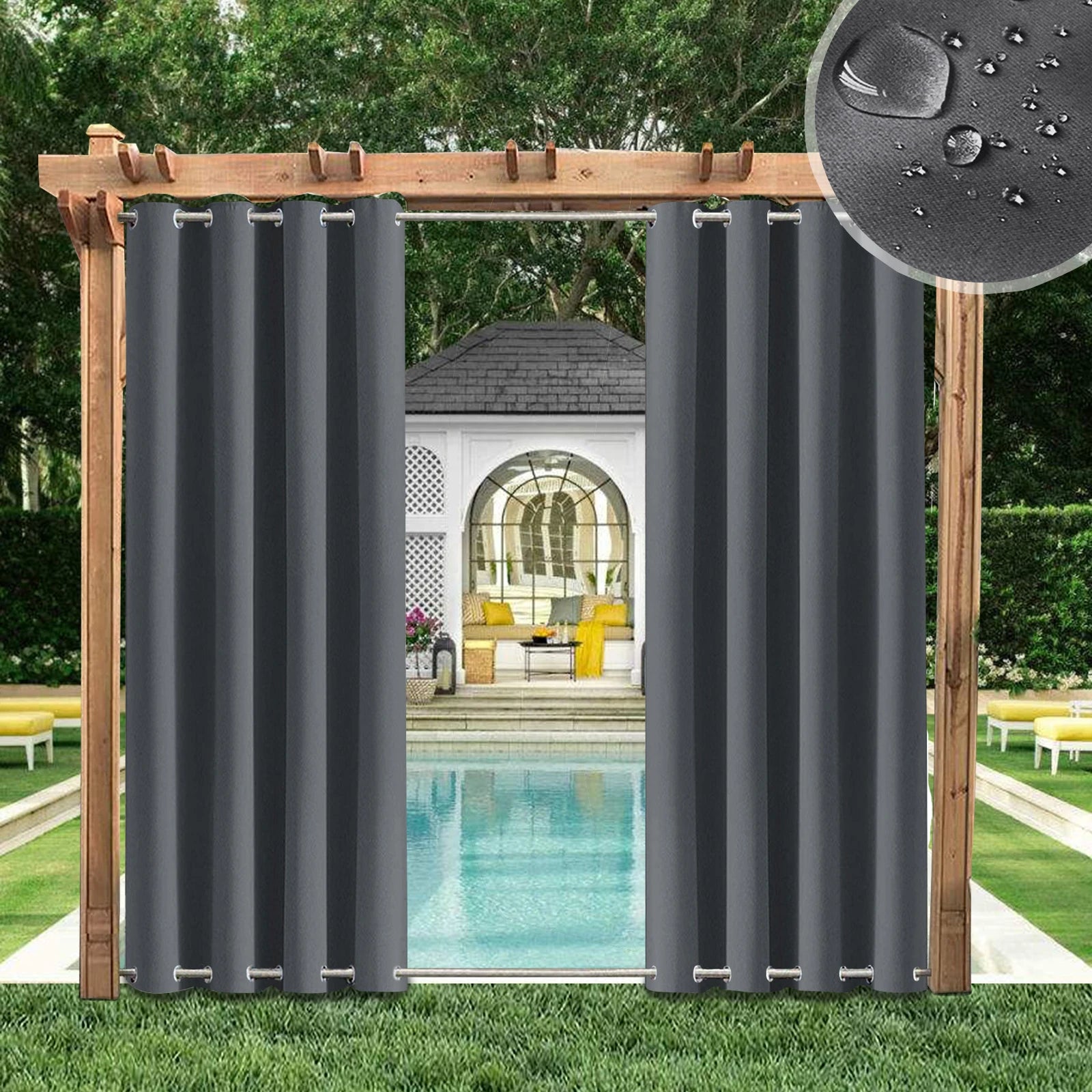 Patio Outdoor Curtain Waterproof Thermal Insulated Double Grommets Sun Block Windproof Window Curtains For Garden Drapes Porch