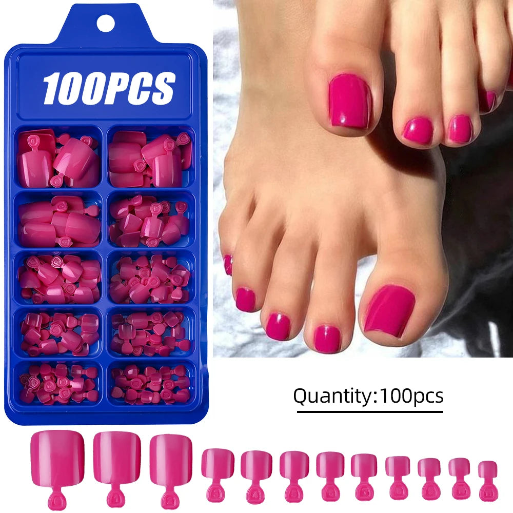 100pcs Light Pink Press-On Nails | Short & Medium Square | 10 Sizes Full Cover Nail Tips